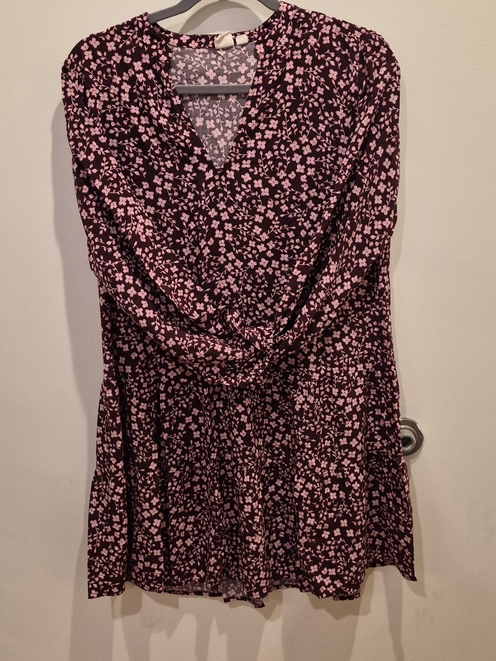 Womens Pink Floral V-Neck Long Sleeve Tunic Top - Picture 4 of 5
